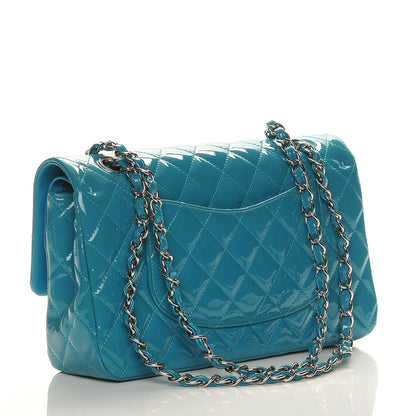 Chanel Patent Calfskin Quilted Medium Double Flap Turquoise 3 of 7