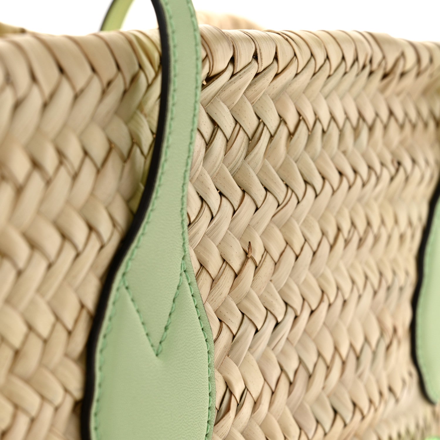 Gucci Straw Calfskin Plexiglass Small Logo Tote Pale Green 11 of 12