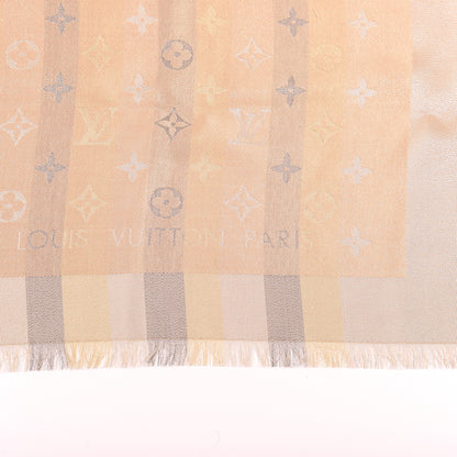 Louis Vuitton Silk Lurex Wool So Shine Monogram Shawl Beige 3 of 5