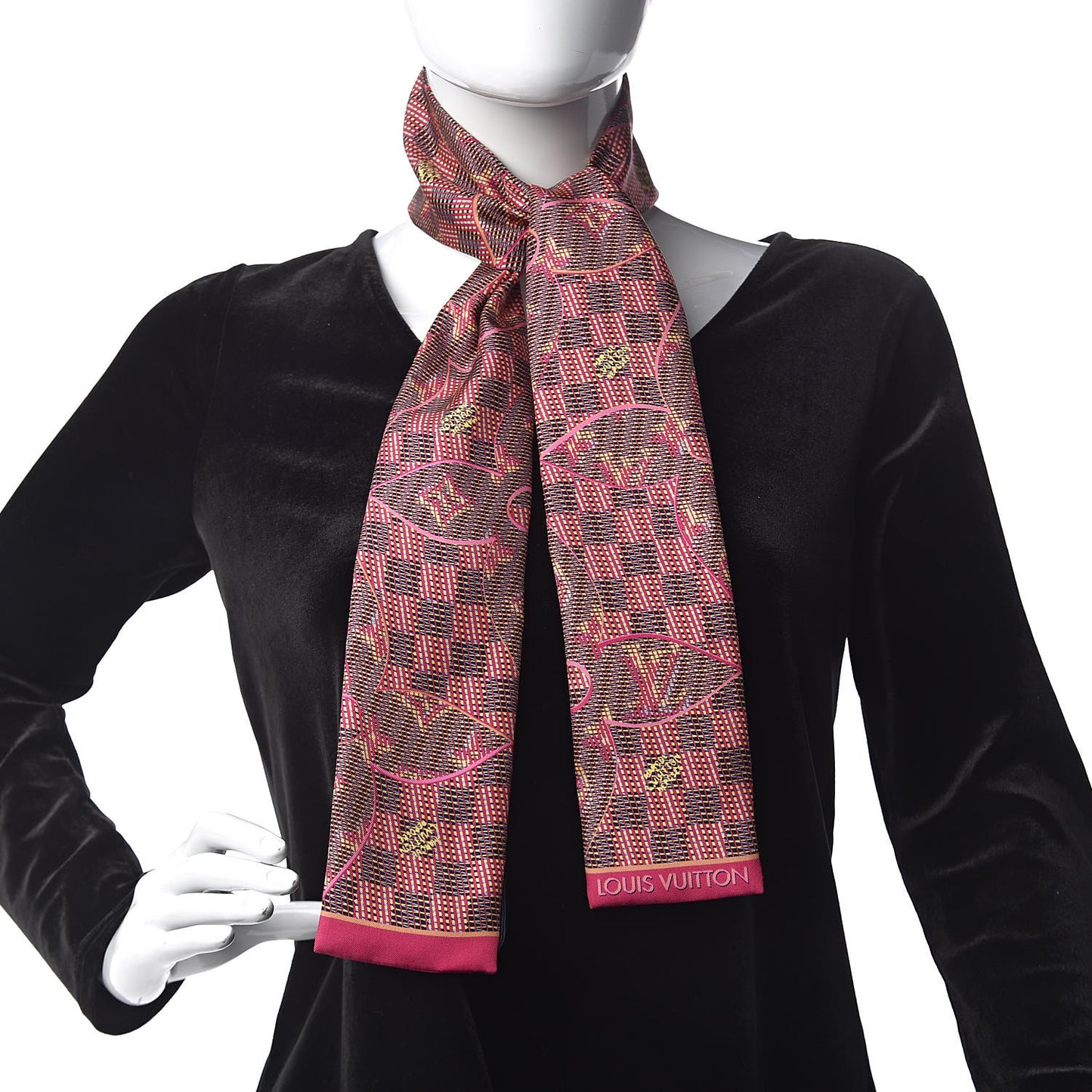 Silk Monogram Damier Pop Print Bandeau Pink
