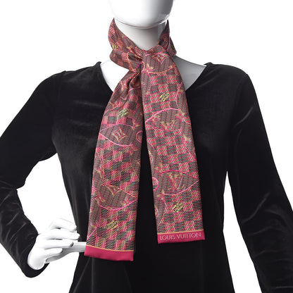 Louis Vuitton Silk Monogram Damier Pop Print Bandeau Pink 2 of 5