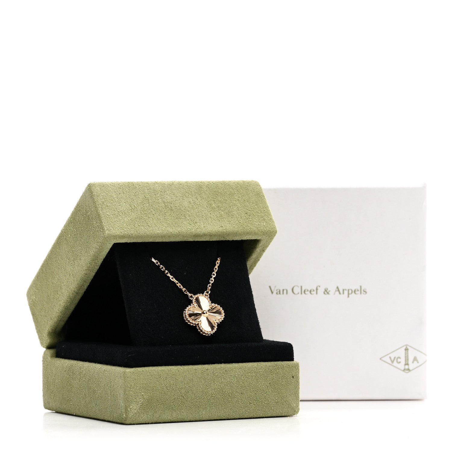 Van Cleef & Arpels 18K Yellow Gold Guilloche Vintage Alhambra Pendant Necklace 5 of 5