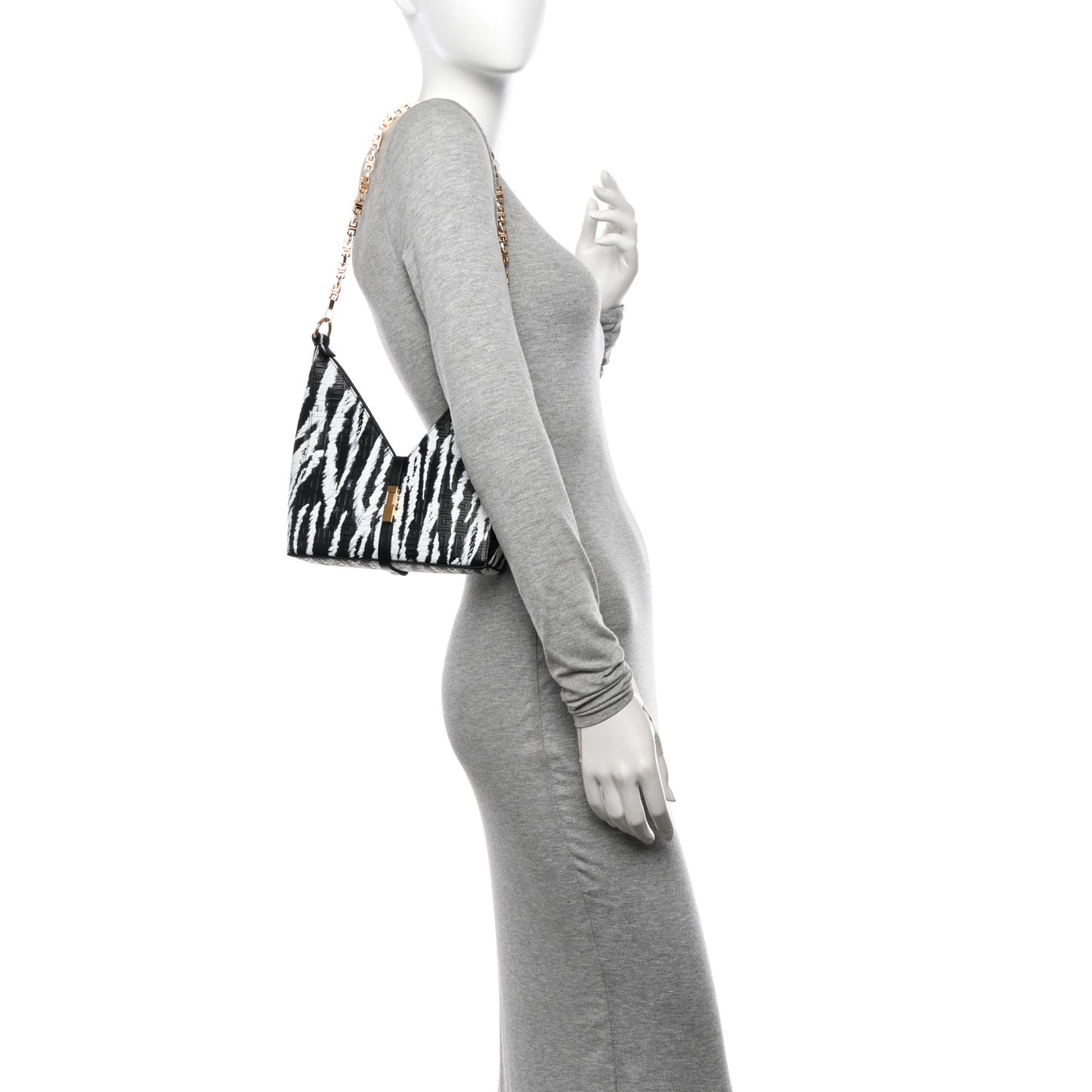 Calfskin Logo 4G Embossed Mini Cut Out Shoulder Bag Black White