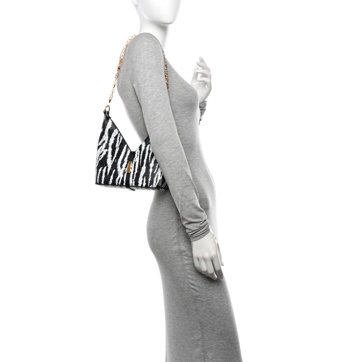 Givenchy Calfskin Logo 4G Embossed Mini Cut Out Shoulder Bag Black White 2 of 10