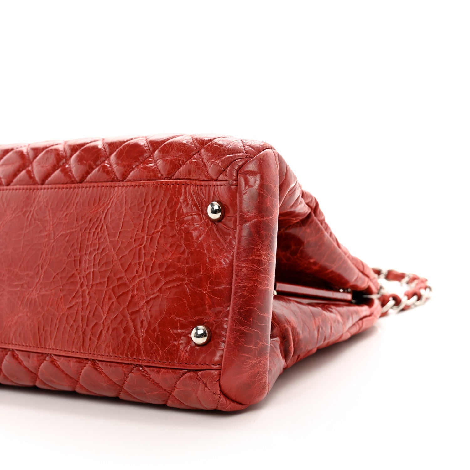 Chanel Glazed Calfskin Quilted Large Just Mademoiselle Bowling Bag Red 11 of 13