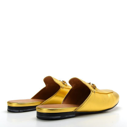 Gucci Metallic Nappa Womens Princetown Slippers 37.5 Gold 4 of 11
