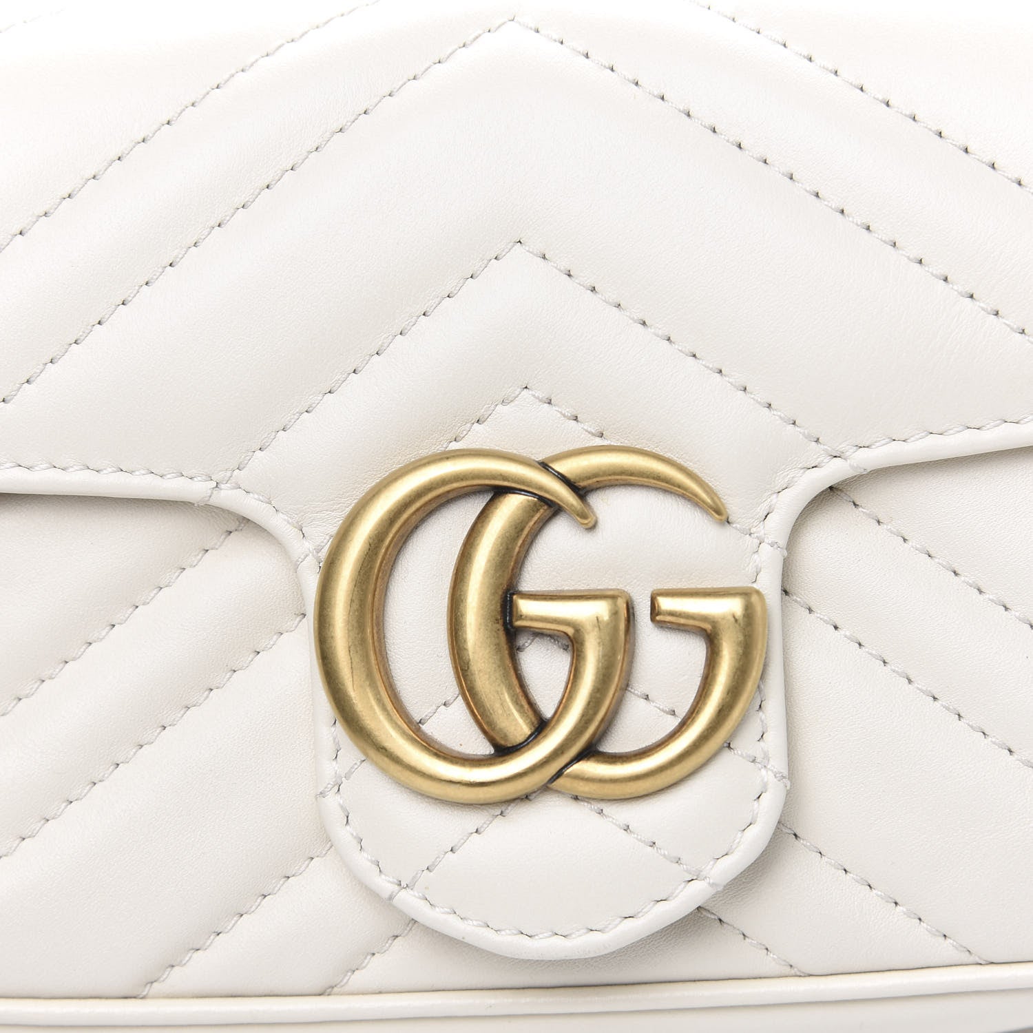 Gucci Calfskin Matelasse Super Mini GG Marmont Shoulder Bag White 9 of 10