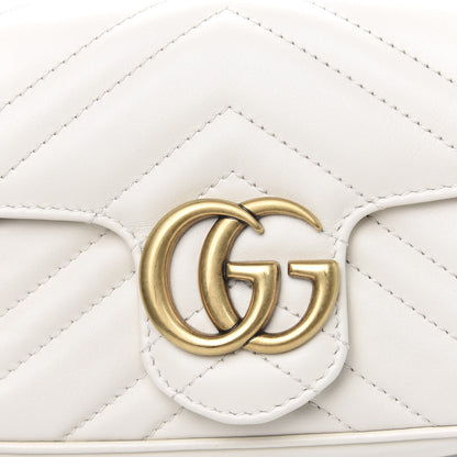 Gucci Calfskin Matelasse Super Mini GG Marmont Shoulder Bag White 9 of 10