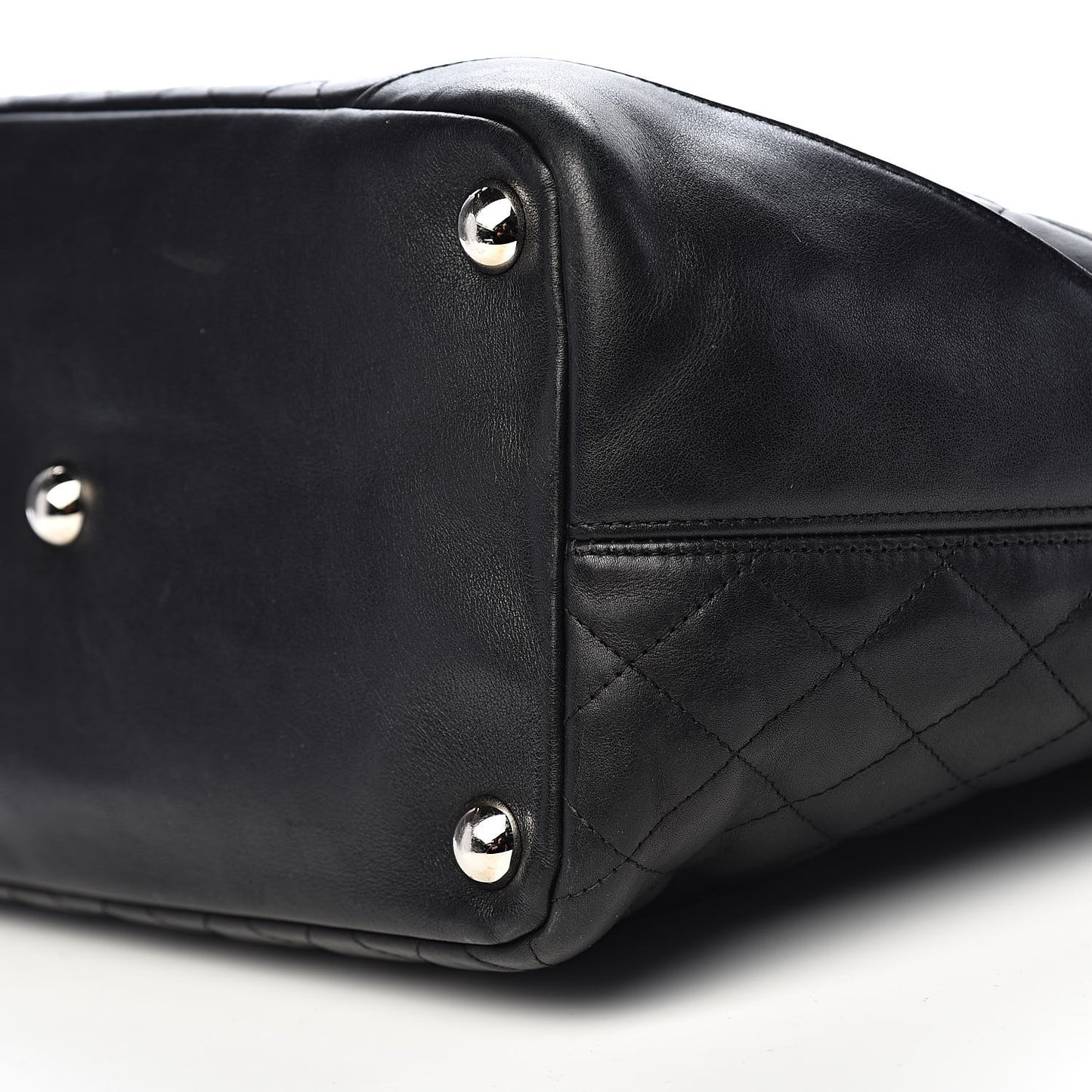 Calfskin Quilted Large Cambon Tote Black