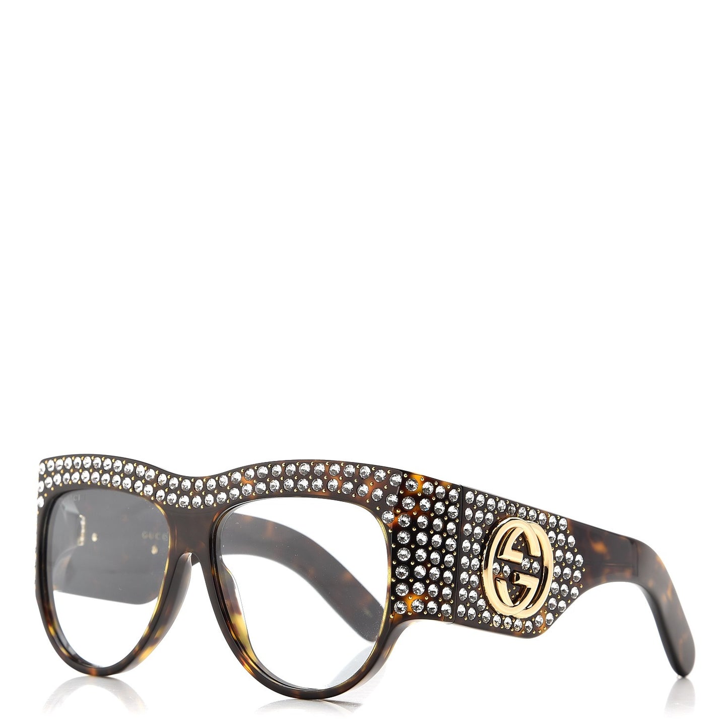 Acetate Crystal Oversize Hollywood Forever Sunglasses GG0144S Tortoiseshell