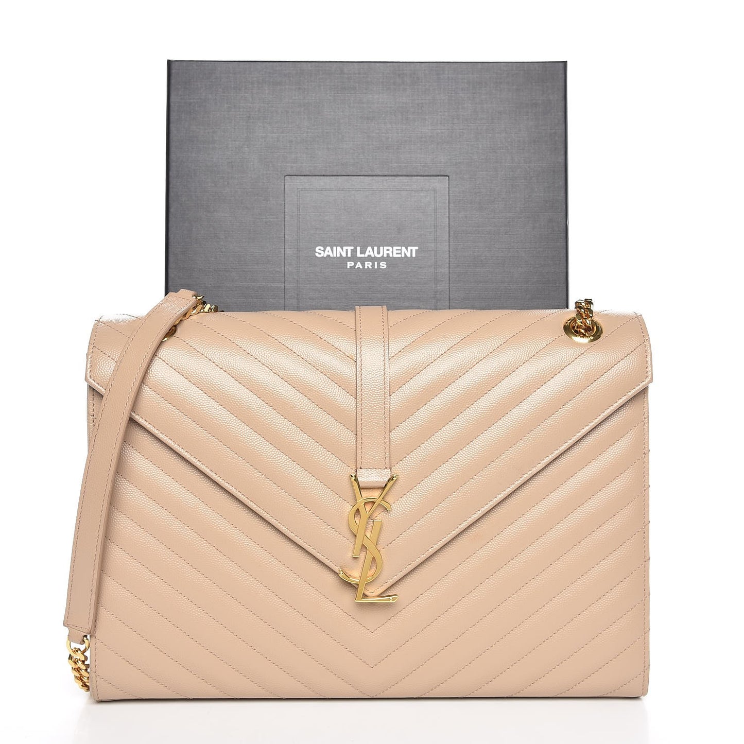 Grain De Poudre Matelasse Chevron Large Monogram Satchel Dark Beige