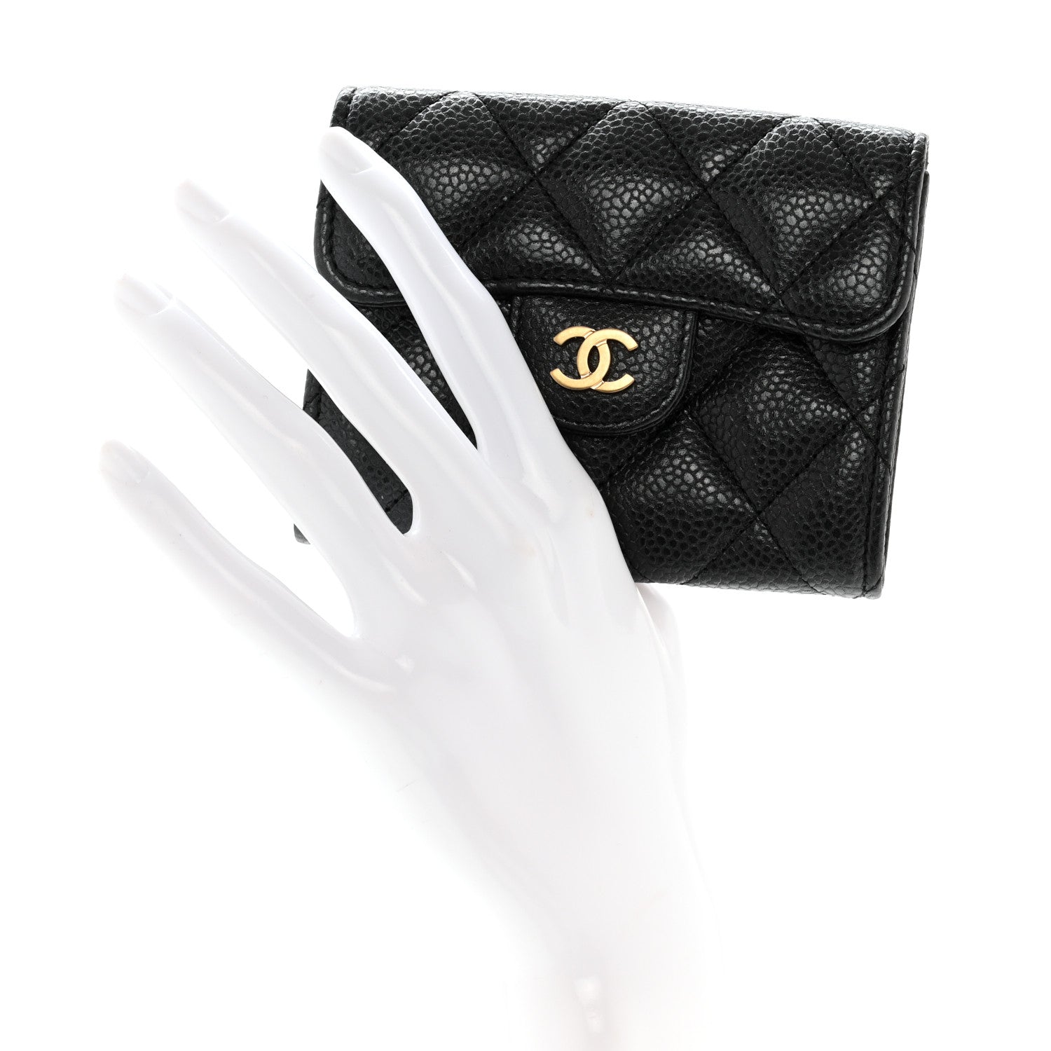 Chanel Caviar Quilted Flap Card Holder Wallet Black 2 of 9