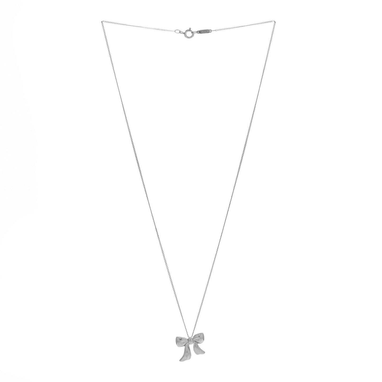 Sterling Silver Small Ribbon Pendant Necklace