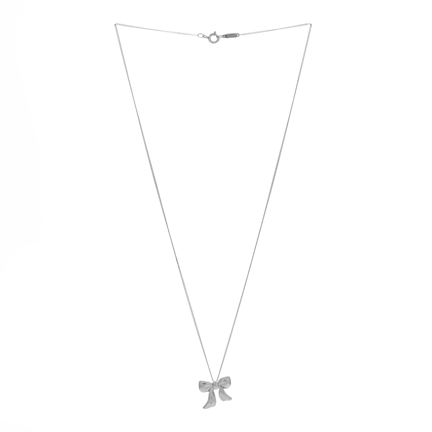 Tiffany Sterling Silver Small Ribbon Pendant Necklace 2 of 4
