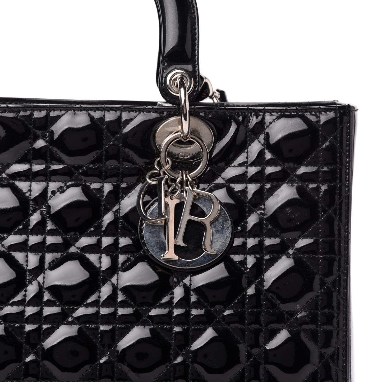 Patent Cannage Large Lady Dior Black