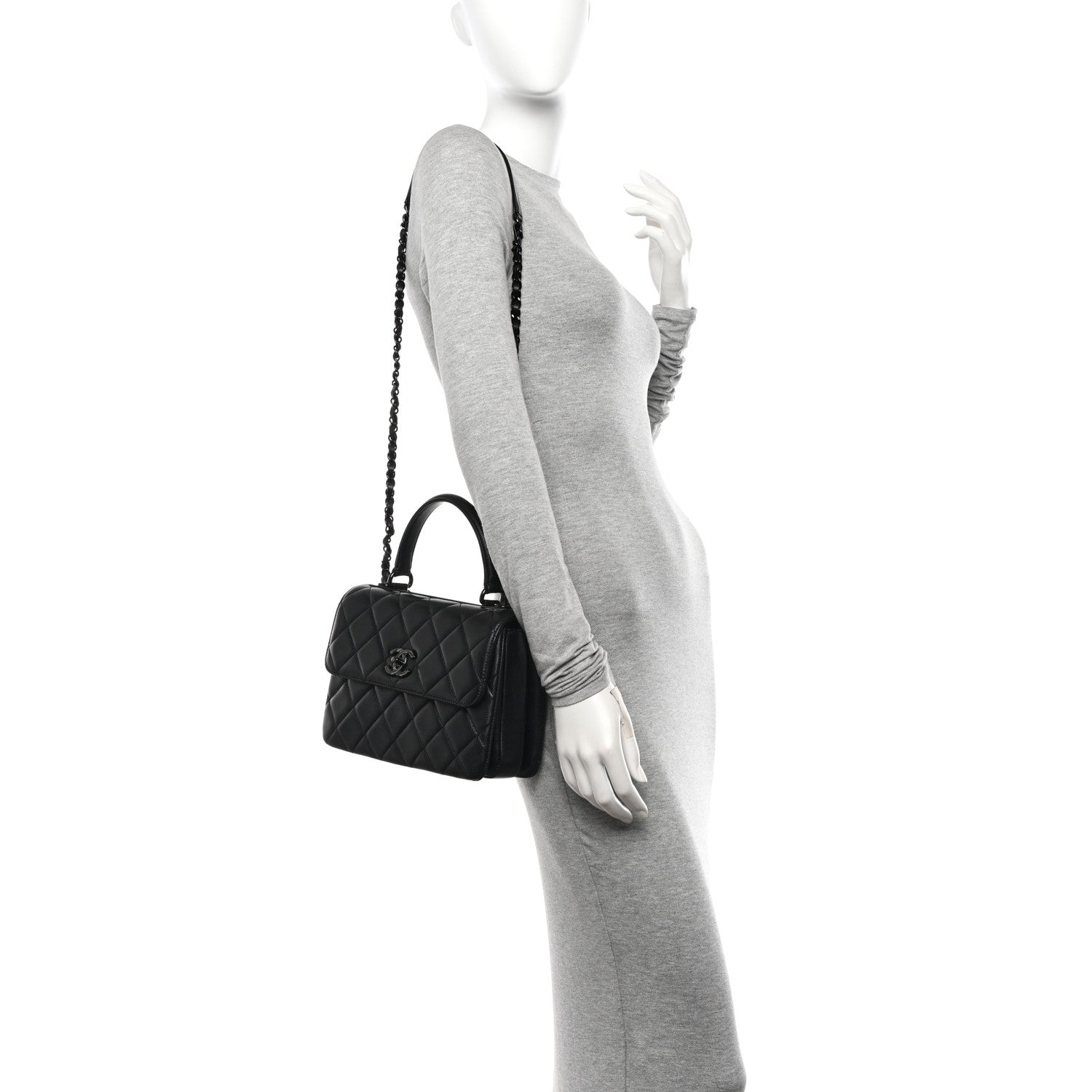Chanel Lambskin Quilted Small Trendy CC Dual Handle Flap Bag So Black 2 of 13