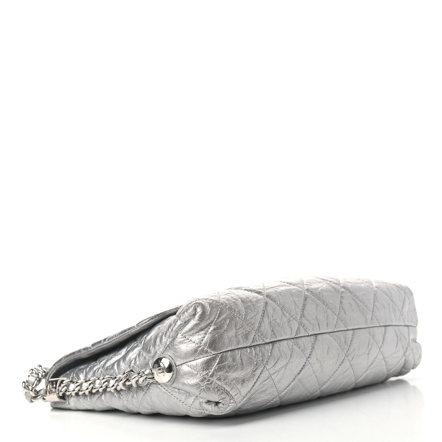 Crackled Aged Calfskin Big Bang Flap Silver
