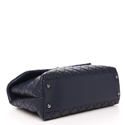Chanel Caviar Quilted Medium Coco Handle Flap Navy Blue 3 of 9
