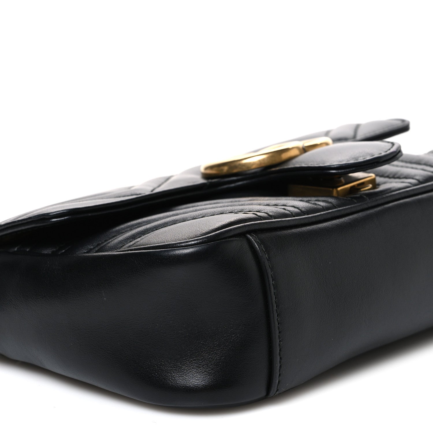 Gucci Calfskin Matelasse Mini GG Marmont Shoulder Bag Black 9 of 10
