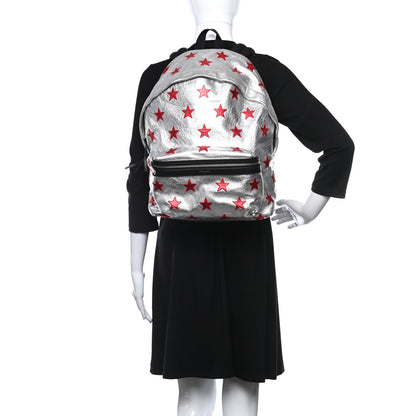 Saint Laurent Metallic Buffalo Star Hunting Backpack Silver Red 2 of 14