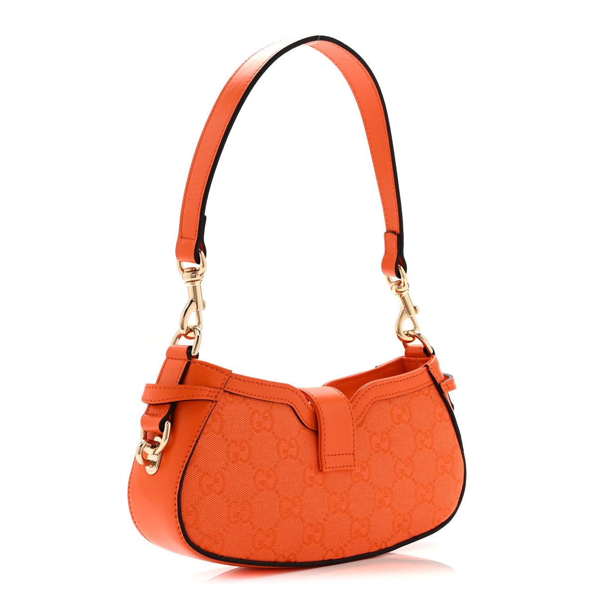 Calfskin Monogram Mini Moon Side Shoulder Bag Orange
