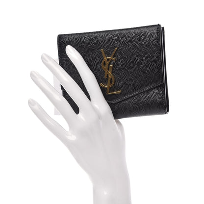 Saint Laurent Grain De Poudre Monogram Bi-Fold Wallet Black 2 of 8