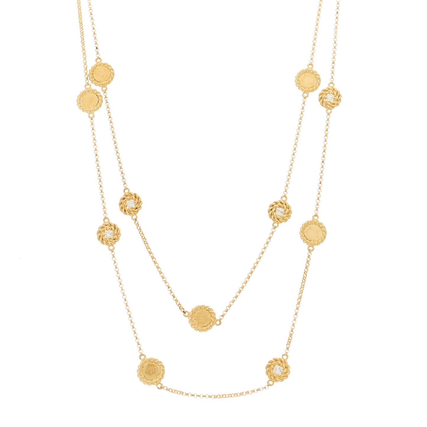 18K Yellow Gold Diamond New Barocco Station Necklace