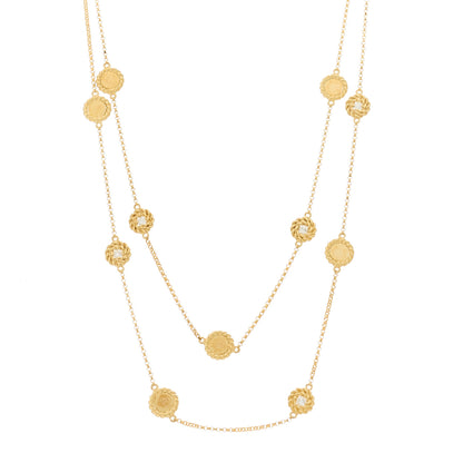 Roberto Coin 18K Yellow Gold Diamond New Barocco Station Necklace 1 of 7