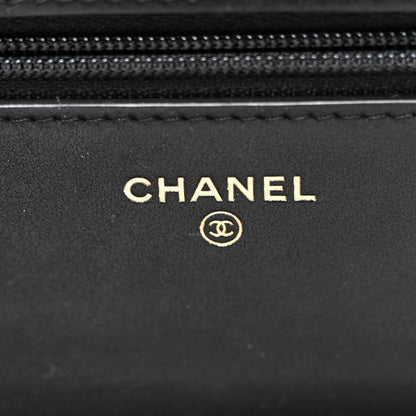 Chanel Aged Calfskin Quilted Lucky Charms 2.55 Reissue Wallet On Chain WOC Black 6 of 11