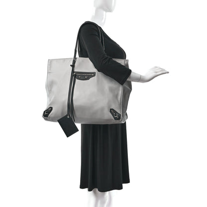 Balenciaga Supple Calfskin Bi-Color Papier A4 Tote White Black 2 of 16