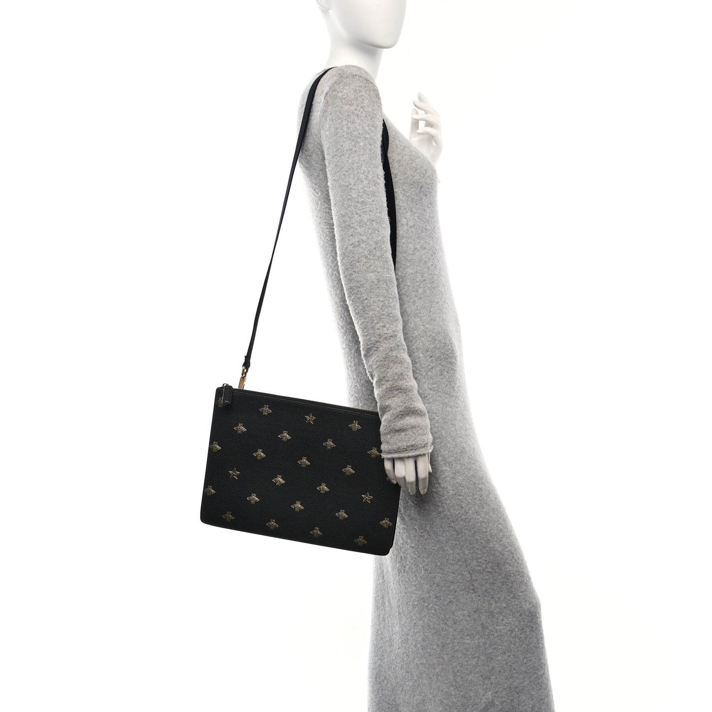 Grained Calfskin Bee Star Messenger Black