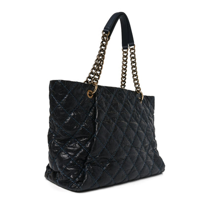 Chanel Glazed Caviar Coco Pleats Totes Navy 2 of 10