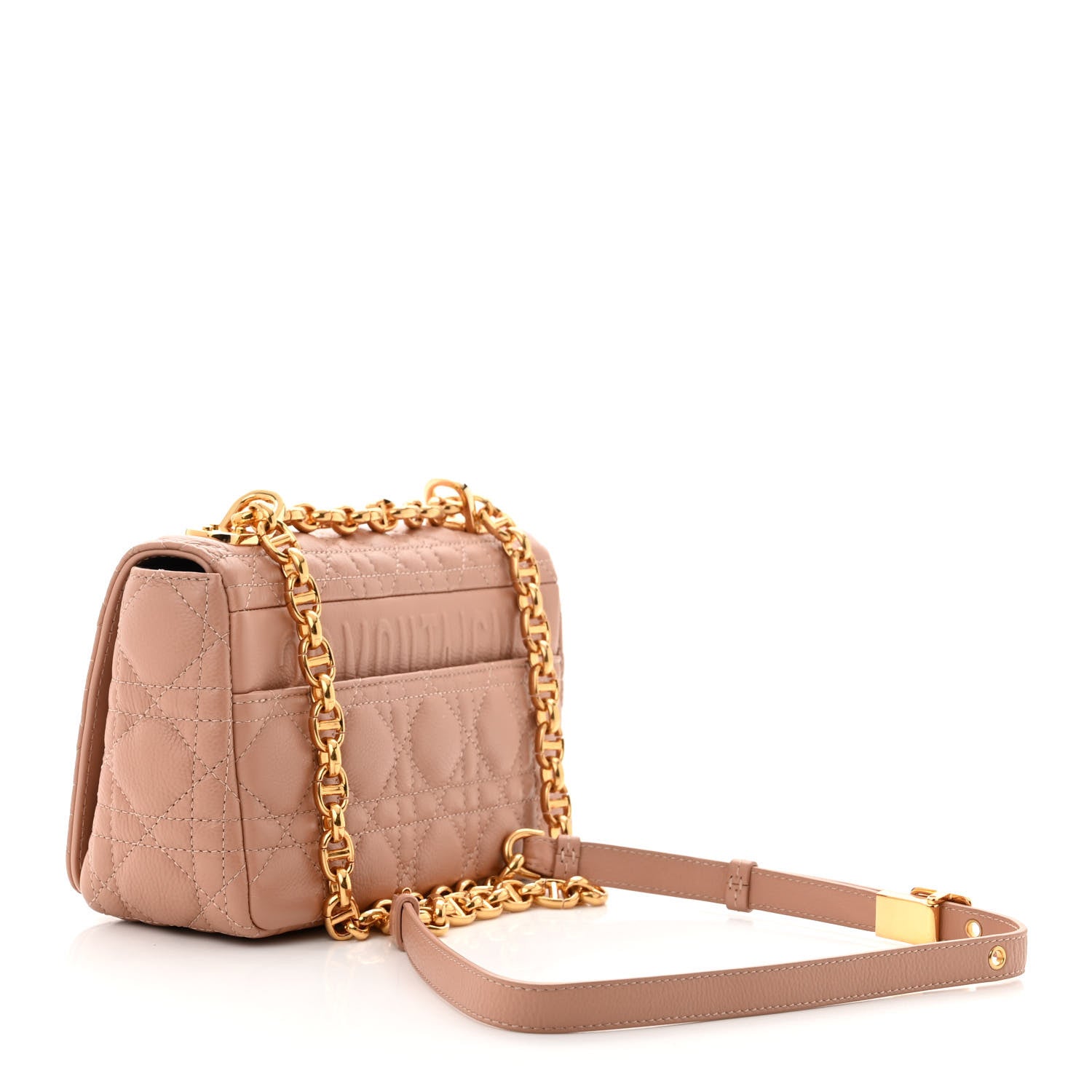 Christian Dior Grained Calfskin Cannage Small Caro Bag Rose De Vents 3 of 11