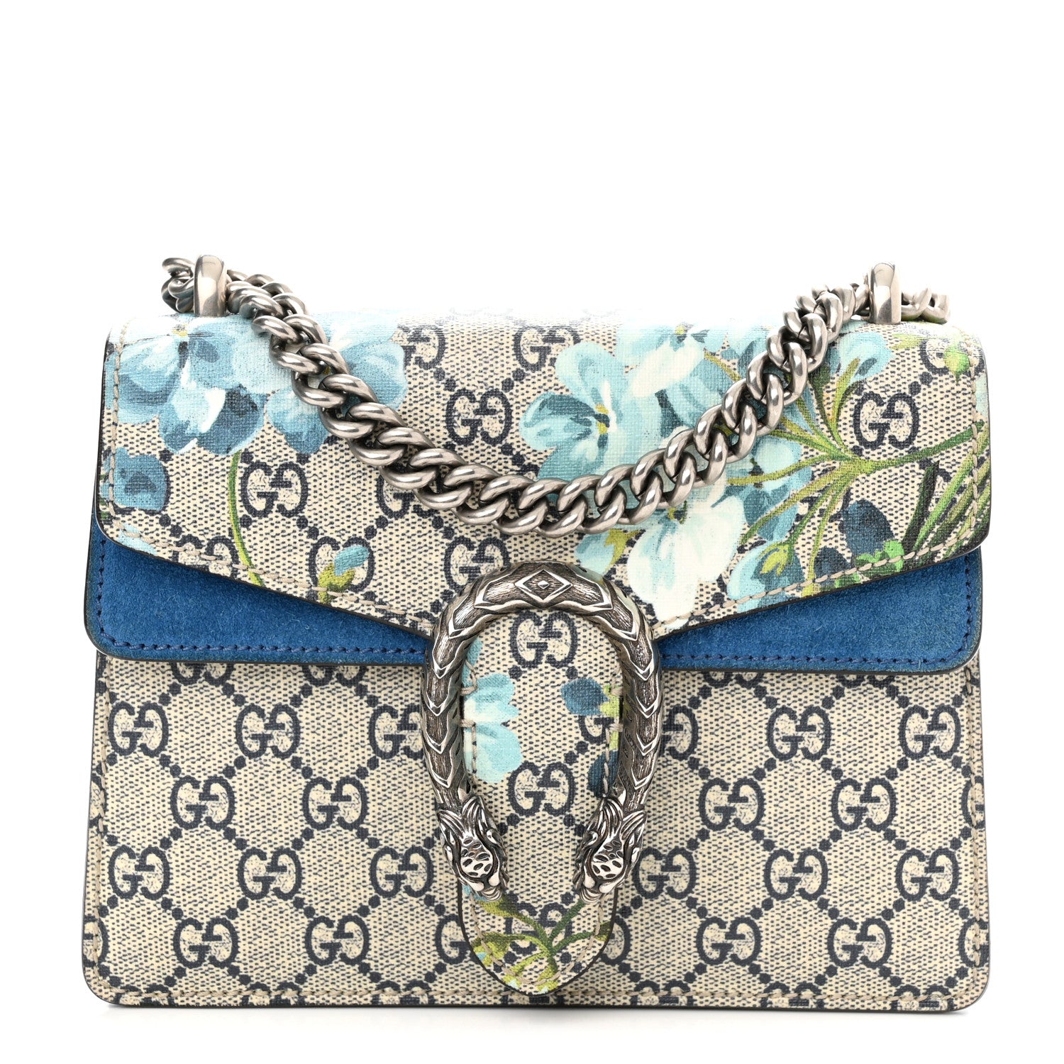 Gucci GG Supreme Monogram Blooms Mini Dionysus Shoulder Bag Beige Navy Vintage Blue 1 of 13