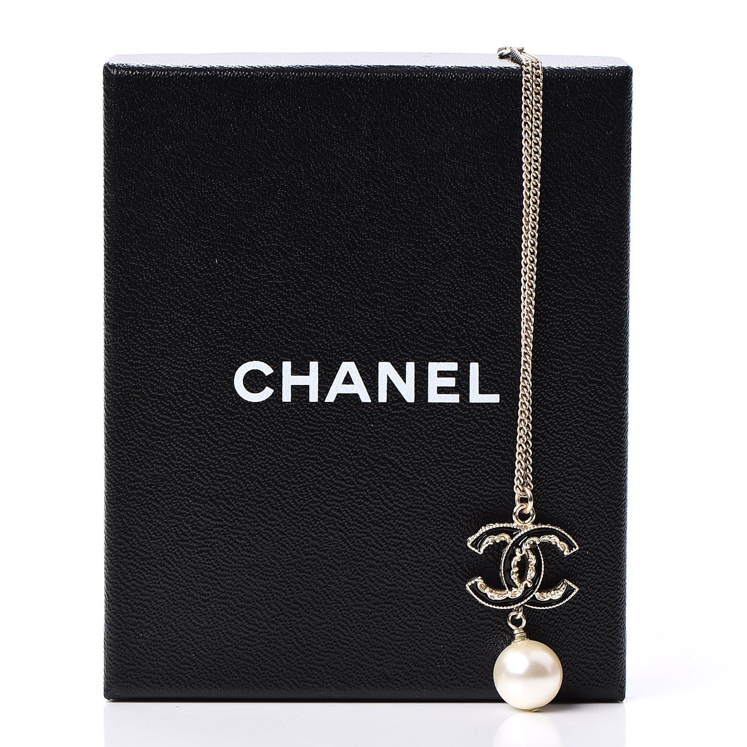 Chanel Enamel Pearl CC Baroque Pendant Necklace Black Gold 5 of 5
