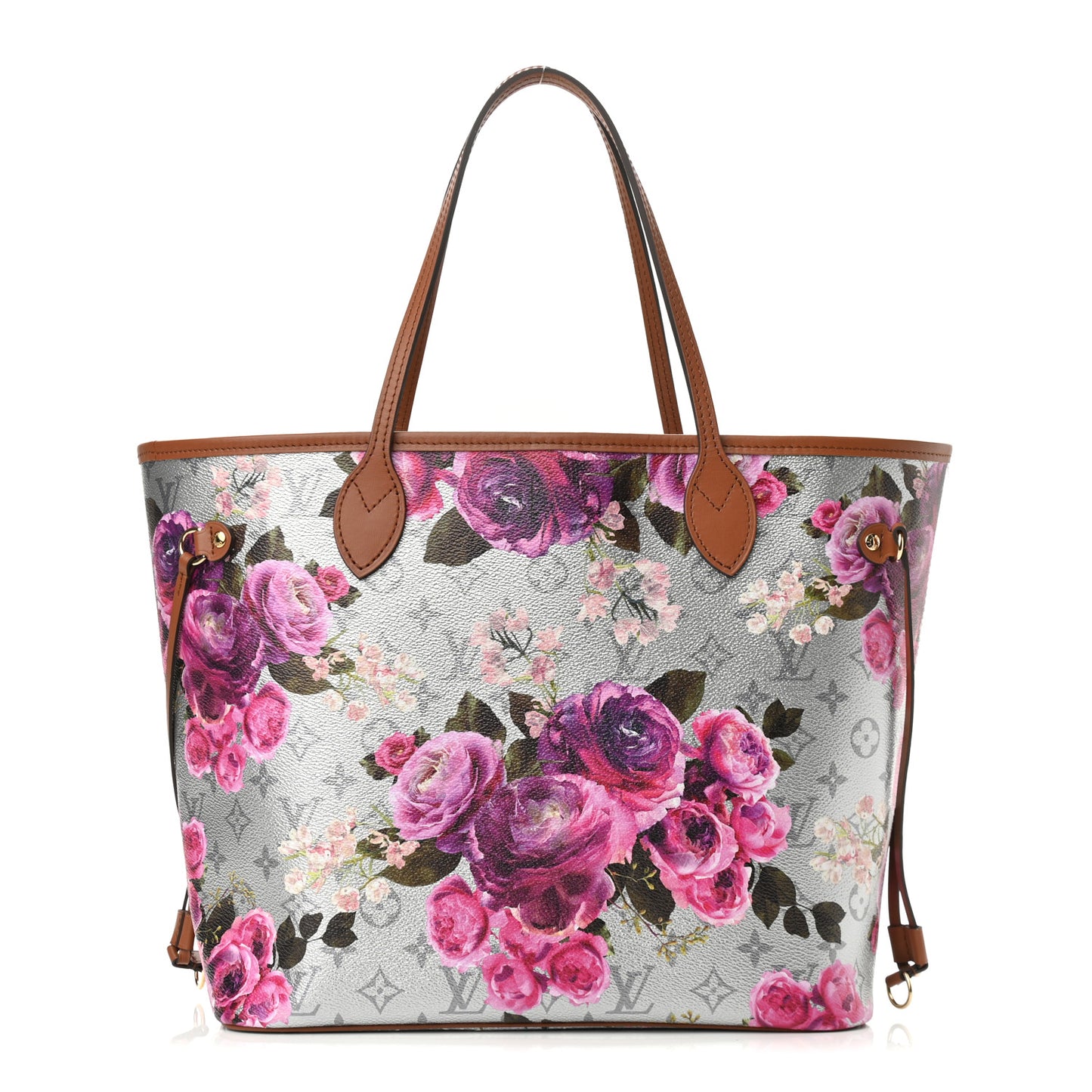 Metallic Monogram LV Garden Neverfull MM Silver