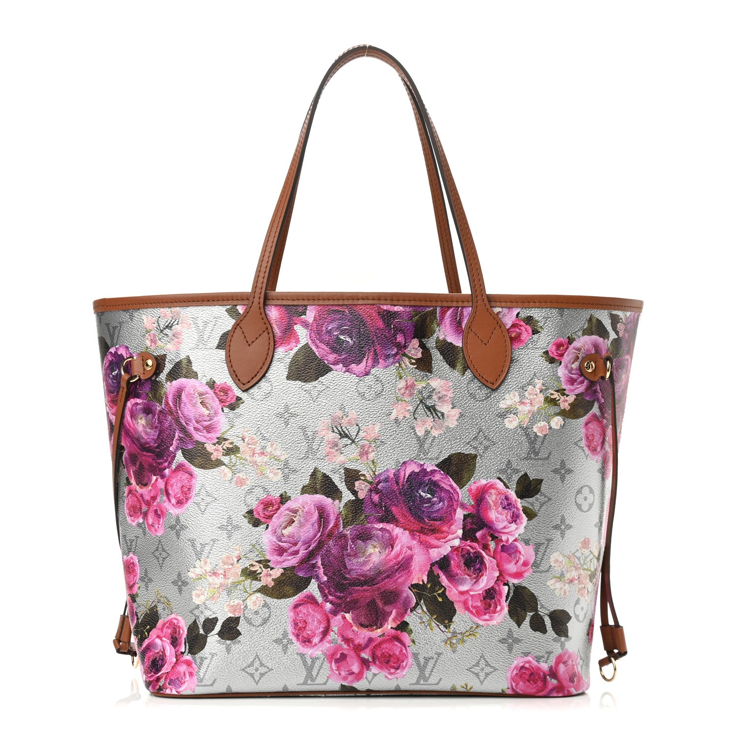 Louis Vuitton Metallic Monogram LV Garden Neverfull MM Silver 1 of 10