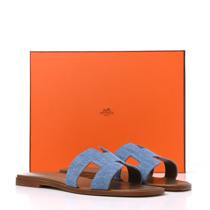 Hermes Denim Canvas Oran Sandals 39 Bleu Clair 13 of 13