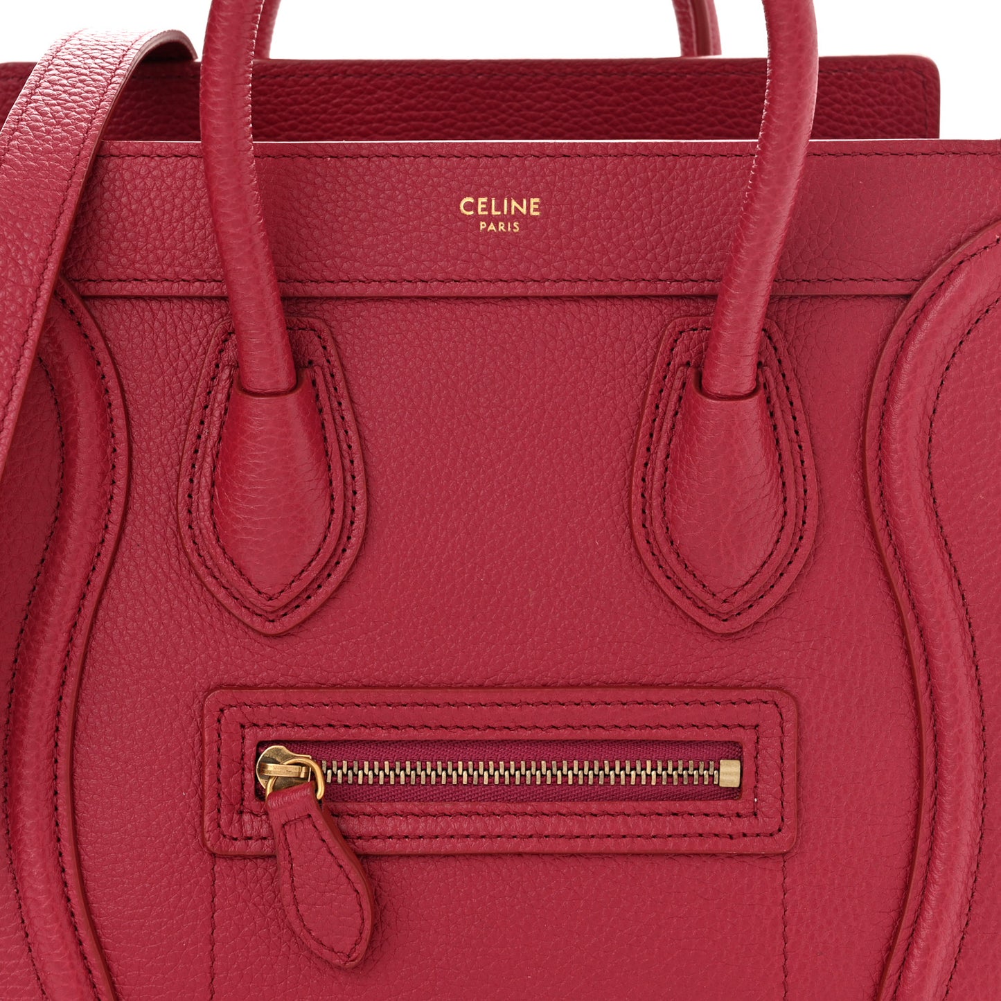 Drummed Calfskin Nano Luggage Rasberry