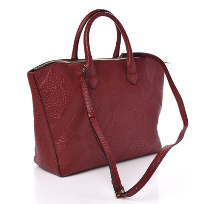 Burberry Heritage Grain Check Embossed Medium Dewsbury Tote Military Red 3 of 14