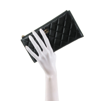 Chanel Lambskin Quilted Zip Pouch Black 2 of 8