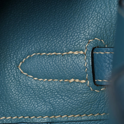 Hermes Taurillon Clemence Birkin 35 Blue Jean 23 of 47