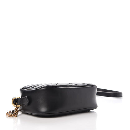 Gucci Calfskin Matelasse Mini GG Marmont Chain Shoulder Bag Black 4 of 8
