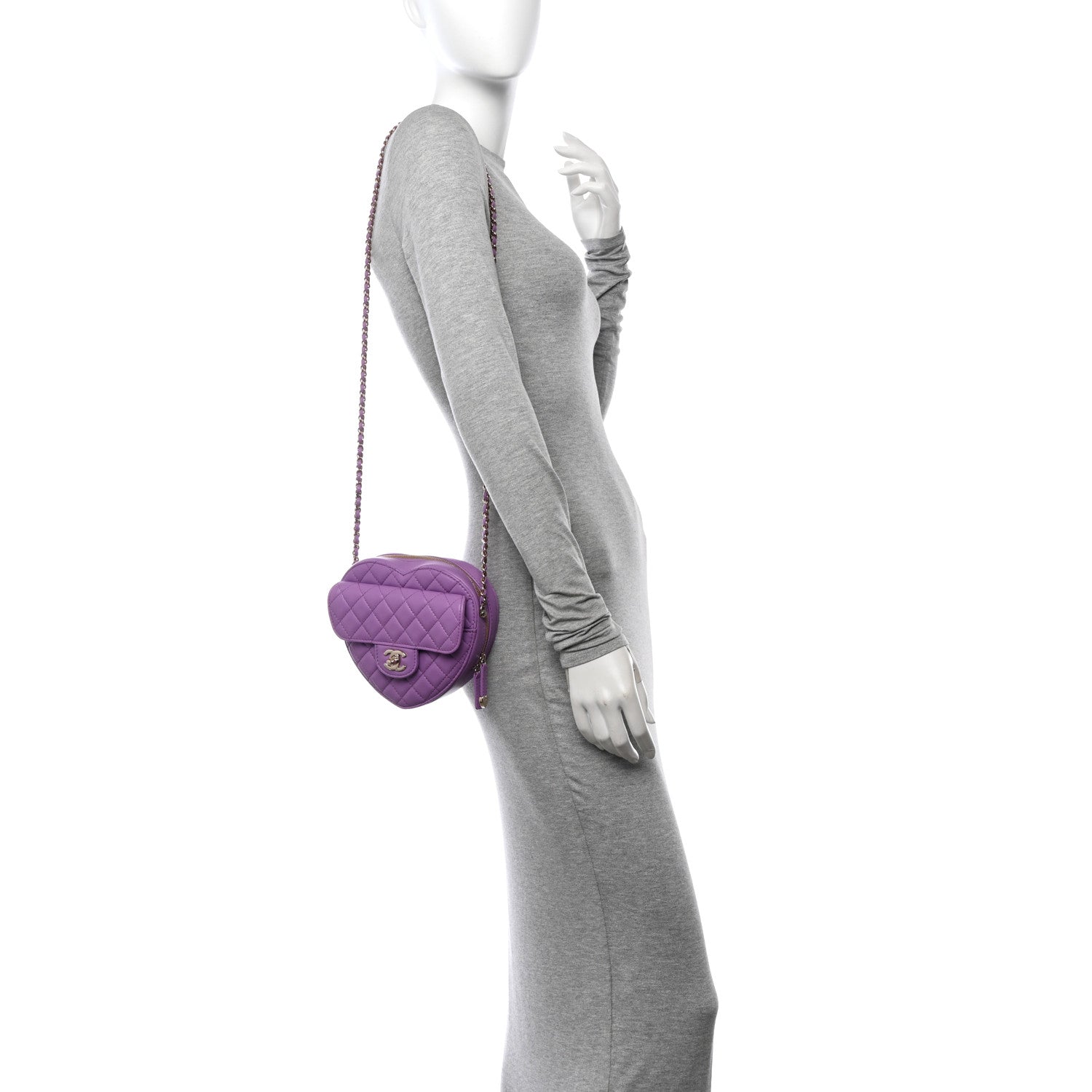 Chanel Lambskin Quilted CC In Love Heart Bag Purple 2 of 11