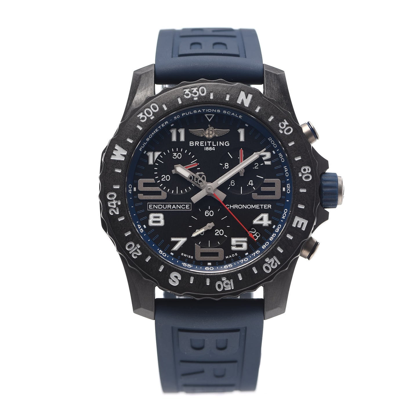 Breitlight Rubber 44mm Endurance Pro Chronograph Quartz Watch Black X82310