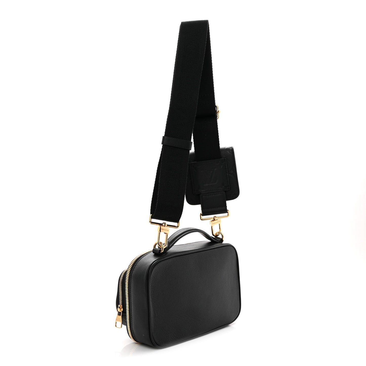 Calfskin Monogram Embossed Utility Crossbody Black