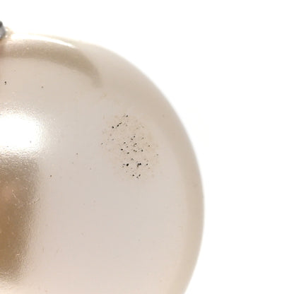 Chanel Crystal Pearl CC Drop Earrings Silver Pearly White 6 of 7