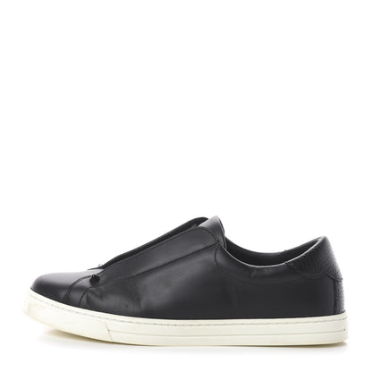Fendi Vitello Microfiber FF Rockoclick Slip On Sneakers 38 Black Tobacco 1 of 7