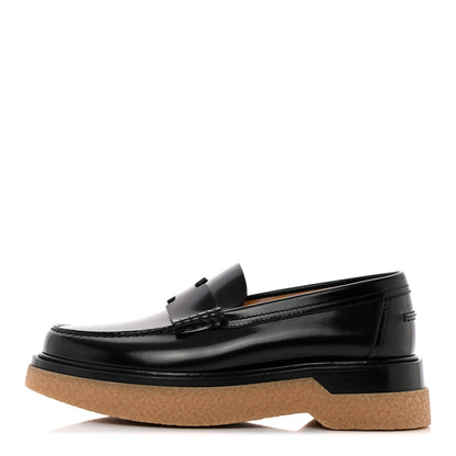 Hermes Glossed Calfskin Womens Dublin Loafers 36 Black 1 of 20