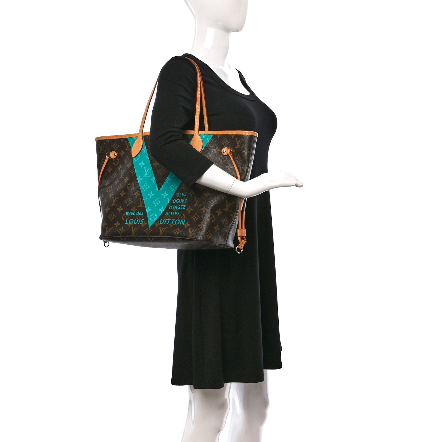 Monogram V Neverfull MM Turquoise